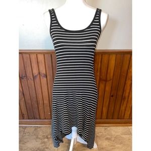 Womens Marc New York Black White Striped High Low‎ Sleeveless Dress XS